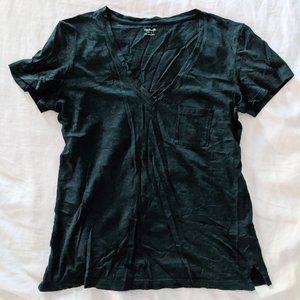 Madewell Forest Green Pocket V Neck T Shirt size S